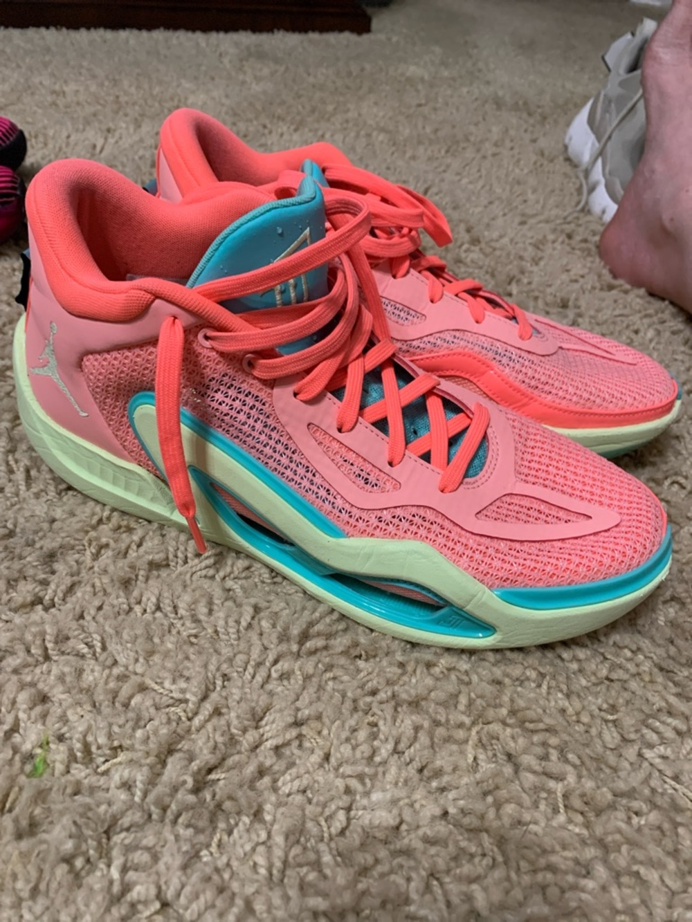 Jordan Women’s Coral and Teal Low-Top Sneakers